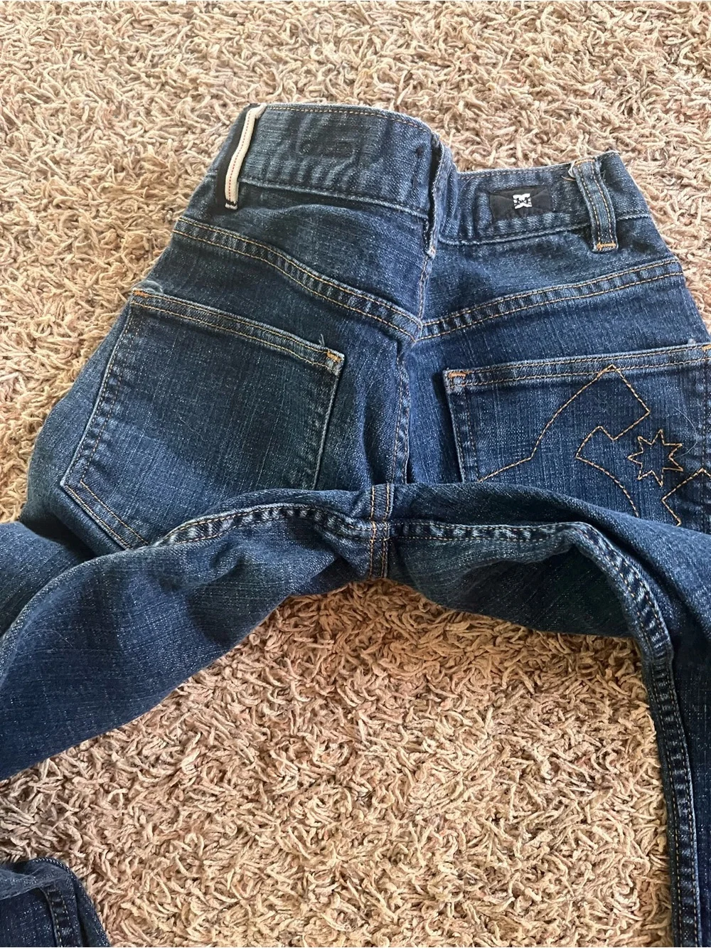 DC Kids Dark Blue Straight Jeans with Orange Stitching